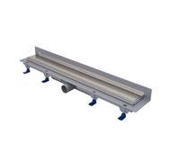 SCHWAB Canaleta de ducha de pared estándar: rejilla de 750 mm, desagüe de 40 mm, altura 65 mm (ajustable 65 - 87 mm), marco de 15 mm, flujo de 35 - 38 l/min (EN 1253-2), capacidad de carga K3 (300