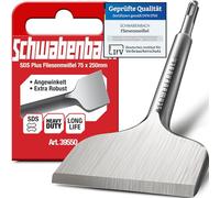 SCHWABENBACH® Cincel para Azulejos SDS PLUS 75 x 250mm - Cincel Acodado Profesional para Quitar Baldosas ve Revoque - Punta Extra Endurecida para Martillo Perforador compatible con Bosch, Makita