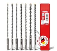 SCHWABENBACH® Juego de 7 Brocas SDS PLUS para Hormigón Ø 5, 6, 8, 10, 12 x 210 mm, Compatible con taladro Bosch Hilti Metabo - Brocas Profesionales para Piedra, Hormigón Armado