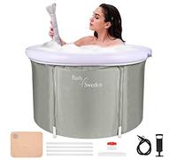 Schwänlein Bañera hinchable plegable para adultos, 90 x 56 cm, plegable, grande, para baño de hielo, ducha, portátil, adultos, niños, spa (gris)