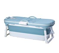 Schwänlein® Bañera plegable para adultos, ideal para baños pequeños, con cesta de jabón, cojín cervical, práctica y portátil (148, azul)