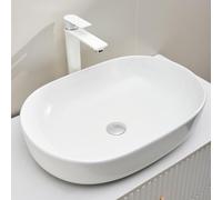 Schwänlein Lavabo ovalado de, 60 x 40 x 15 cm, para baño y aseo de invitados, sin grifo ni rebosadero, color blanco (blanco, 60 x 40 x 15 cm)