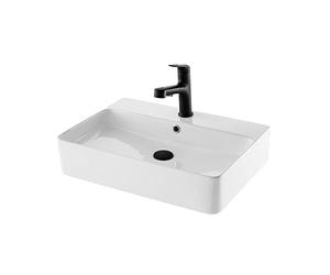 Schwänlein Montaje en pared / subestructura posible: esmalte fácil de lavar de alta calidad, ahorro de espacio, ideal para baños pequeños, lavabos, lavabo, blanco, lavabo de pared (60 cm cuadrado)