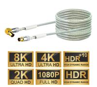 Schwaiger 15m 90° En Ángulo IEC Antena Cable 110db TV Cable Coaxial Cable Coax