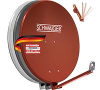 SCHWAIGER 265 Antena parabólica Sat Aluminio Offset LNB Brazo Soporte mástil Antena parabólica Sat Sistema 88 x 88 cm Rojo ladrillo
