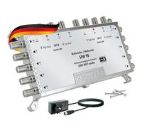 SCHWAIGER 5217 Multiswitch Sat Splitter 8 vías Sat Splitter Digital Multiswitch Splitter de 8 vías con Fuente de alimentación Externa 2 Posiciones de satélite en 8 Salidas