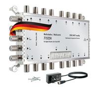 SCHWAIGER 5224 Distribuidor Sat Multiswitch Repartidor Sat Digital de 16 vías con Fuente de alimentación Externa Incl. Accesorios de Montaje