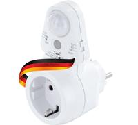 SCHWAIGER 661552 Toma de Corriente Intermedia Detector de Movimiento PIR Adaptador de Toma de Corriente Sensor de luz crepuscular luz Nocturna Giratorio 100°, Alcance 8m