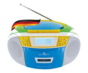 SCHWAIGER 661644 Reproductor de CD con Casete y Radio MP3 Conexión USB Radio FM Auriculares AUX Boombox Funcionamiento por Red y Pilas Pantalla portátil de Color