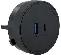SCHWAIGER Adaptador de enchufe para barra de módulos eléctricos, enchufe doméstico, adaptador USB para sistema de carga USB Click & Twist 680 W/20 W, certificado VDE Ø 62 mm, montaje sin