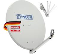 SCHWAIGER Antena parabólica I Ø 80 cm de aluminio Offset Antena en gris claro I Multifeed adecuado & resistente a la intemperie I Cuenco de satélite con brazo LNB y soporte de mástil I Potencia de