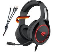SCHWAIGER GH50 Gaming Headset Auriculares Over-Ear LED RBG Light Micrófono flexible Almohadillas de espuma para la oreja Diadema ajustable USB Noise Cancelling Con cable 2,2m