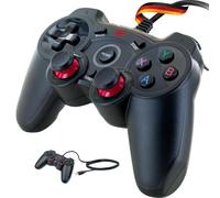 SCHWAIGER - GPC18- Controlador de juegos | Conector USB 2.0 A | Longitud de cable de 1,8 m | adecuado para PC, Playstation 3, dispositivos Android | Joysticks de 360° | botones en forma de cruz | negro