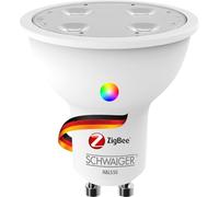 SCHWAIGER -HAL550- Bombilla LED | GU10 | regulable | bombilla LED inteligente | colores de luz RGBW | Smart Home | temperatura de color e intensidad de luz ajustables | 6 W | blanco