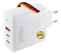 SCHWAIGER LADC2165 - Adaptador de carga rápida (65 W, USB-C y USB-A, con enchufe europeo, LED, compatible con iPhone, Samsung, MacBook, portátil, tablet y smartphone