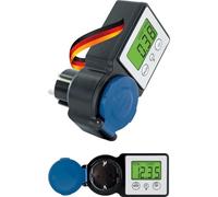 SCHWAIGER Medidor de costes de energía, contador de electricidad, enchufe para exteriores, IP44, medidor de alimentación para balcón, sistema solar, pantalla iluminada, vatios, kWh, digital, medidor