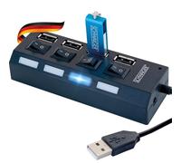 SCHWAIGER - UH4 013- Hub USB de 4 Puertos para expandir un Puerto USB | para Todos los Sistemas Windows y Mac | Individualmente Encendido y Apagado