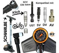 Schwalbe Bicicleta Bomba de Pie SKS Air-X-Plorer Clik Válvula Clic Scv Dv Sv