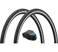 Schwalbe Set 2 cubiertas pleg. Pro One Evolution 28" c. bolsa sillín bici ruta negro 28-622 (700x28C)