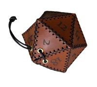 Schwamm Bolsa de Dados D20 de PU, Bolsa de Dados PoliéDrica Bolsa con CordóN PortáTil para, Juego, Bolsa de Dados DND, MarróN