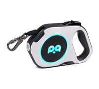 Schwamm - Correa retráctil para perro con luz LED recargable, de nailon sólido de 16 pies para paseos nocturnos hasta 88 LB para mascotas, color blanco