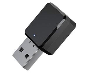 Schwamm KN318 Adaptador Bluetooth, Receptor Bluetooth 5.1 EstéReo Llamada Manos Salida USB/AUX PortáTil, para Oficina en Casa, Negro