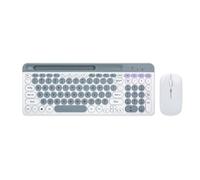 Schwamm Teclado y ratón con teclas redondas Bluetooth sin apto para tabletas y ordenadores portátiles, instalación fácil de usar, color blanco