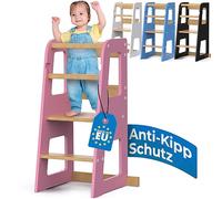 SCHWANFELD Torre de aprendizaje a partir de 1 año (protección antivuelco)- Incluye accesorios de montaje - Torre de aprendizaje Montessori de madera maciza FSC irrompible (hasta 50 kg de carga)