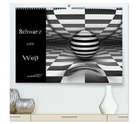 Schwarz trifft Weiß (hochwertiger Premium Wandkalender 2026 DIN A2 quer), Kunstdruck in Hochglanz: Optische Kunst in schwarz-weiß