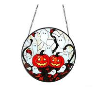 Schwarze Katze Runde Glas Hängedekoration Halloween Kürbis