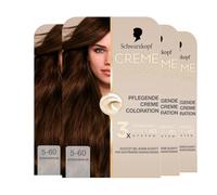 Schwarzkopf Creme Supreme Coloration 5 - 60 marrón chocolate (4 x 182 ml), color permanente con sérum y mascarilla para el cabello protege contra daños visibles del cabello, para una cobertura 100% de