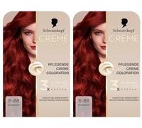 Schwarzkopf Creme Supreme Coloration 6-88 Intensive Red (2 x 182 ml), coloración permanente con suero y mascarilla para el cabello protege contra daños visibles del cabello, para una cobertura 100% de