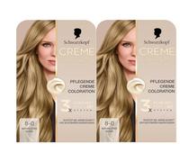 Schwarzkopf Creme Supreme Coloration 8-0 Rubio natural (2 x 182 ml), coloración permanente con suero y mascarilla para el cabello, protege contra daños visibles del cabello, para una cobertura 100% de
