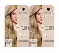 Schwarzkopf Creme Supreme Coloration 9 - 16 Rubio frío claro (2 x 182 ml), color de pelo permanente con suero y mascarilla que protege contra daños visibles del cabello, para una cobertura 100% de