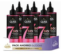 Schwarzkopf Gliss - Tratamiento Express 7 Segundos - Brillo&Color - 6Uds de 200Ml (1.200Ml) - Potenciamiento Instantáneo del Color del Cabello - Tan Potente Como Una Mascarilla en Solo 7 Segundos