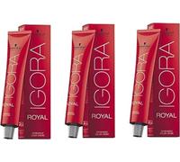 Schwarzkopf Igora Royal - Tinte permanente 5.0 rubio oscuro, set de 3 tubos