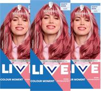 Schwarzkopf LIVE Colour Moment Tinte semipermanente 025 Dusty Rose (3 x 142,5 ml), coloración para resultados de color intensos o pastel para hasta 15 lavados, con acondicionador