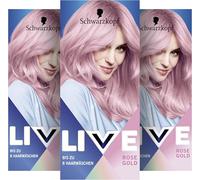 Schwarzkopf LIVE Pretty Pastels P123 - Tinte semipermanente para el cabello (3 x 142,5 ml), color dorado rosa