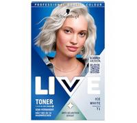 Schwarzkopf Live T1 Ice White - Tóner semipermanente para el cabello, color rubio antienvejecimiento, neutraliza los tonos amarillos, acabado blanco frío, carga hasta 16 lavados en paquete de 3