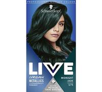 Schwarzkopf LIVE Urban Metallics Tinte para cabello verde permanente, con infusión de aceite de coco para cabello brillante - Midnight Jade U75
