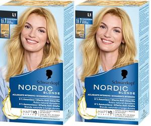 Schwarzkopf - Nordic Blonde L1 Aclarante Intensivo â€“ Coloración permanente sin amoníaco â€“ Aclara hasta 7 tonos - Con aceite activador&OmegaPLEX (Paquete de 2)