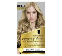 Schwarzkopf Oleo Supreme - Tinte de aceite permanente, color y brillo de larga duración, sin amoniaco, cubre 100% cabello blanco, sistema HaptIQ, rubio claro 8-05