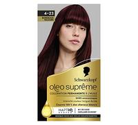 Schwarzkopf Oleo Supreme - Tinte de aceite permanente, color y brillo de larga duración, sin amoniaco, cubre 100% cabello blanco, sistema HaptIQ, color burdeos 4-23