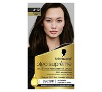 Schwarzkopf Oleo Supreme - Tinte de aceite permanente, color y brillo de larga duración, sin amoniaco, cubre 100% cabello blanco, sistema HaptIQ, color marrón oscuro 3-10