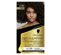 Schwarzkopf Oleo Supreme - Tinte de aceite permanente, color y brillo de larga duración, sin amoniaco, cubre 100% cabello blanco, sistema HaptIQ, Castaño 4-50