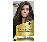 Schwarzkopf Oleo Supreme - Tinte de aceite permanente, color y brillo de larga duración, sin amoniaco, cubre 100% cabello blanco, sistema HaptIQ, color marrón claro 5-10
