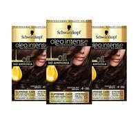 Schwarzkopf Oleo - Tinte para el cabello castaño intenso, aceite permanente, sin amoníaco, cubre grises, 4-86 marrón chocolate (paquete de 3)