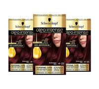 Schwarzkopf Oleo - Tinte para el cabello rojo intenso, paquete de 3 colorantes permanentes, sin amoníaco, cubre los grises, rojo borgoña 4-23