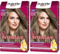Schwarzkopf Palette Intensive Creme Color - Tinte 7.1 Rubio Medio Ceniza - Óptima cobertura de canas -Coloración Permanente de Cuidado con Aceite de Marula - Color duradero hasta 8 semanas