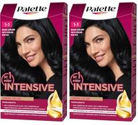 Schwarzkopf Palette Intensive Creme Color - Tono 1.1 cabello Negro Azulado - Coloración Permanente de Cuidado con Aceite de Marula - Óptima cobertura de canas - Color duradero hasta 8 semanas